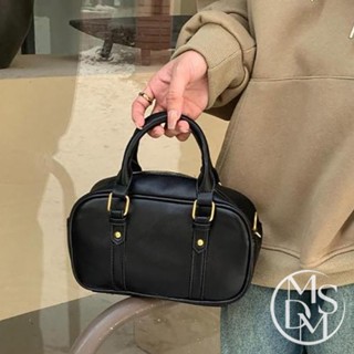 【MDMS】美拉德復古通勤包 韓版保齡球包 簡約設計 可斜背 輕巧時尚 可手提 郵差包 手提包 單肩 斜挎包 B032