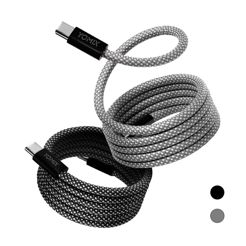 YOMIX 優迷 Type-C to Type-C PD 100W 快充磁吸編織收納傳輸線 充電線 1M