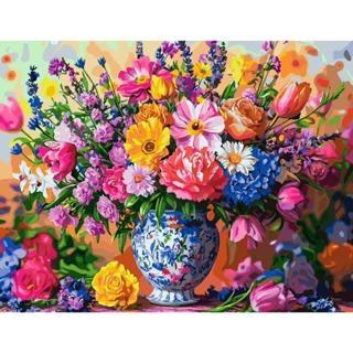 4月新款現貨多色-靜溢的花瓶-66色【新一代畫布有背板】大尺寸50*65CM-DIY數字油畫/填色畫/丙烯油畫/客廳裝飾
