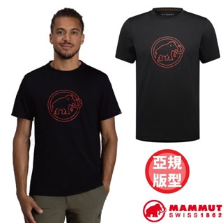 【MAMMUT 長毛象】男 透氣快乾 圓領短袖排汗衣 QD Logo Print 登山T恤 運動上衣/黑 02012