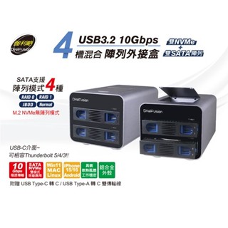 伽利略 USB3.2 10Gbps 4槽混合(NVMe+SATA硬碟) 陣列外接盒 (35D-U324NSR)