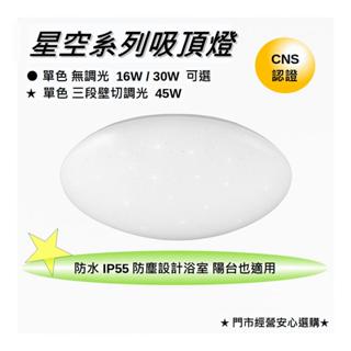 星空系列 LED吸頂燈｜16W｜30W｜45W｜ 三色溫可選｜防水防塵IP55｜現代簡約風｜星光燈｜店面經營安心選購