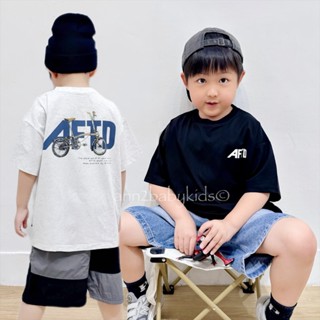 //ANN2 KIDS現貨// 童裝實拍 日系兒童 戶外運動風 復古單車印花短T 短袖上衣 日系童裝 兒童潮T