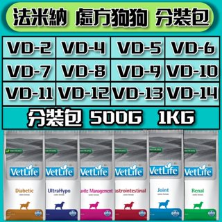 法米納 處方狗飼料 真空分裝包 腎臟 肝臟 腸胃 泌尿道 血糖 水解蛋白 500g 1KG 處方飼料 處方糧 皇家 希爾