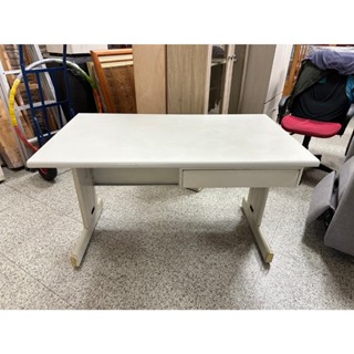 香榭二手傢俱*灰白面120cm 4尺HU腳辦公桌含中抽-事務桌-電腦桌-書桌-鐵桌-業務桌-員工桌-工作桌-主管桌