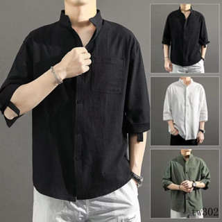 臺灣出貨✨M-5XL 七分袖 襯衫男 短袖襯衫 男生上衣 男生襯衫 男生衣服 棉麻襯衫 大尺碼襯衫 短袖上衣 男上衣