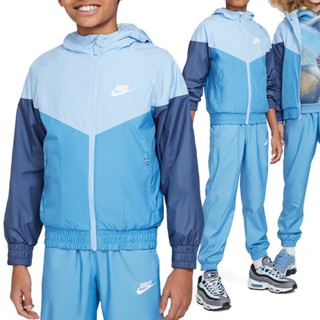 Nike K Nsw Wr Hd Jkt Warm 大童 藍灰色 運動 連帽 風衣 外套 HJ2534-422