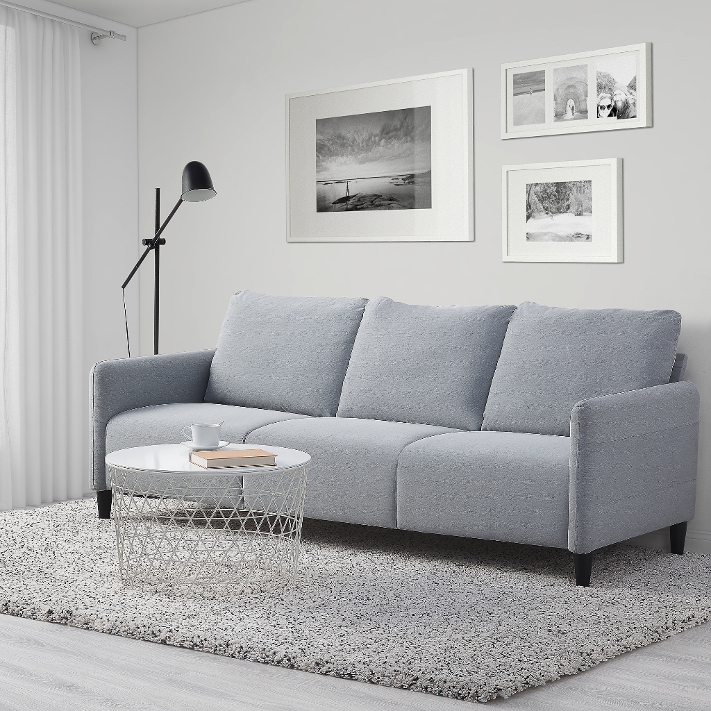 北歐工業LOFT風格經典IKEA宜家ANGERSBY三人座沙發/淺灰色/196x89x84/二手八成新/特$6900