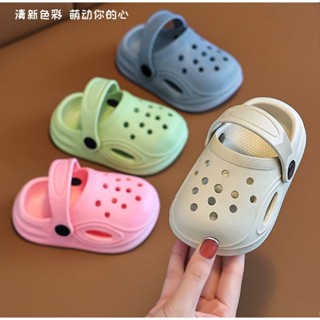卡其/綠/藍/黑/粉 18-35碼☻兒童拖鞋 男女童寶寶居家兒童柔軟包頭洞洞鞋 夏季學步沙灘鞋