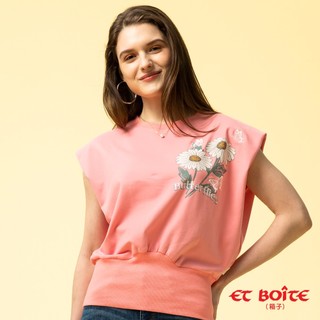 BLUE WAY ET BOiTE 箱子 - 女款 無袖收腰繡花短TEE(桃紅)