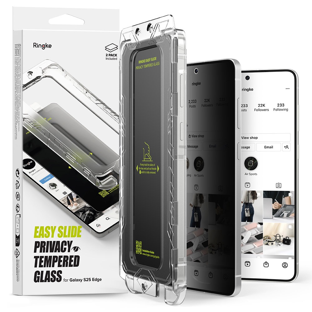 Rearth Ringke 三星 Galaxy S25 Edge 零失敗防窺玻璃保護貼(2片裝)