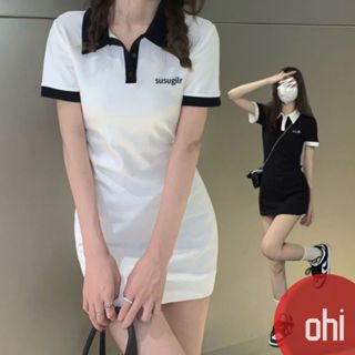 【ohi】POLO領連身裙 撞色純欲設計感修身短裙 顯瘦連身裙 連身裙 短裙 裙子 洋裝 連衣裙 女裝 GKD3262