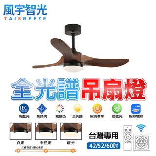 【風宇智光】吊扇燈 風扇燈 全光譜吊扇燈 臥室實木吊扇燈 餐廳客廳變頻風扇燈 LED吸頂電扇燈 遙控 靜音 正反轉