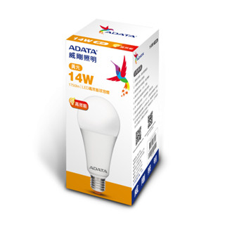 ADATA 威剛 14W 高效能燈泡 單入 超高發光效能 大角度照明 全電壓100~240V 高流明發光更亮更省電 黃光