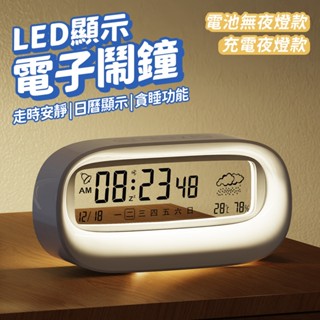 LED電子鬧鐘 貪睡鬧鐘 超大螢幕 數位時鐘 小鬧鐘 感應溫度電子鐘 溫度計 鬧鐘 電子鐘 大螢幕 觸控鬧鐘 充電夜燈款