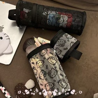 🐈ʟ̆̈ᴜ̆̈ᴄ̆̈ᴋ̆̈ʏ̆̈~小貓來嗚多用款大容量kitty網紗便攜水桶筆袋化妝包刷包手提可站立耐髒
