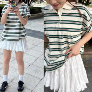 Hello BonBi | Polo 領條紋上衣 2色 翻領條紋上衣