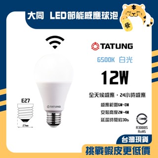 🚚蝦店隔日速達🔥大同 LED節能微波感應球泡 微波燈泡 感應燈泡 LED燈泡 燈泡 球泡 微波感應 節能省電 12W
