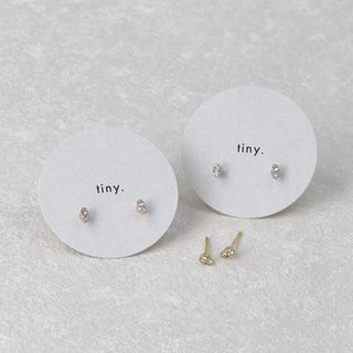 ｜OSEWAYA｜tiny・璀璨雙鑽耳環 金色 銀色 玫瑰金 日本飾品 日本製造