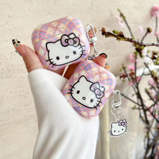 可愛卡通 kt貓/粉紫格紋 炫彩imd 防摔 耳機套airpods 4代 3代 耳機殼 保護殼pro2 保護套 2代