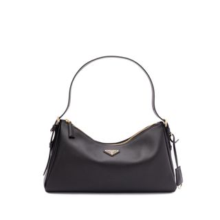Prada 1BC231 Aimee 大款光滑小牛皮肩背包 黑色