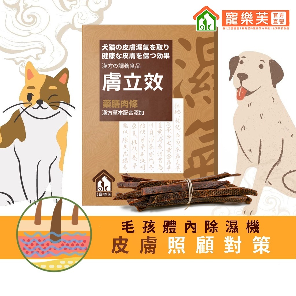 【寵樂芙】膚立效(藥膳肉條)漢方體內祛濕調養｜毛孩的體內除濕機 膚毛照顧對策 貓狗寵物皮毛保健品