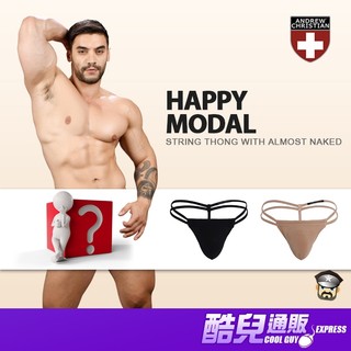 美國 ANDREW CHRISTIAN 黑皮莫代爾 赤裸囊袋低腰丁字褲 HAPPY MODAL THONG 性感丁字褲