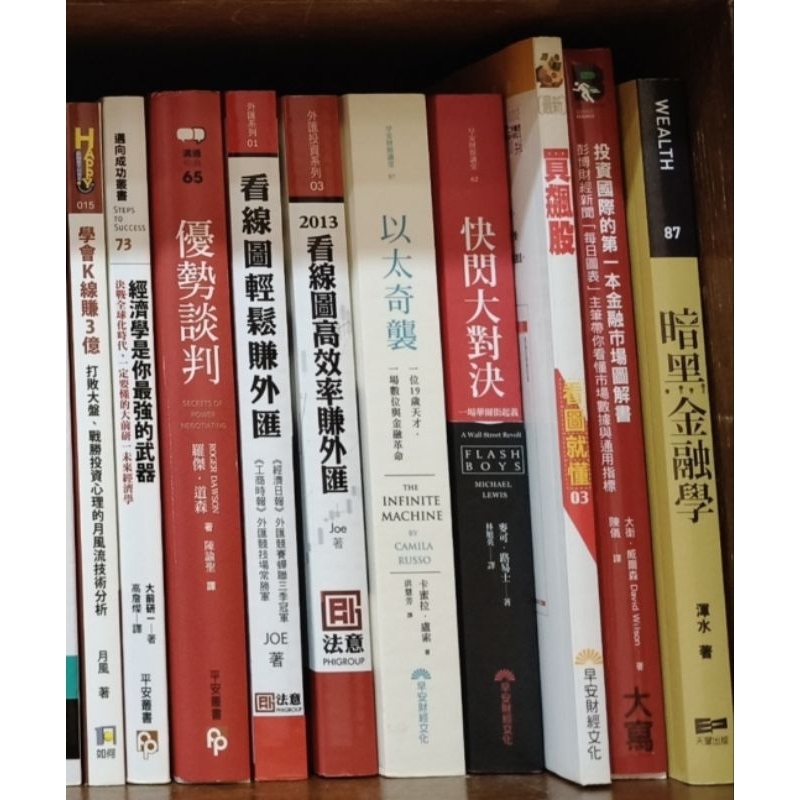 看線圖輕鬆賺外匯，優勢談判，經濟學是你最強的武器，學會K線賺3億，暗黑金融學，投資國際的第一本金融市場圖解書