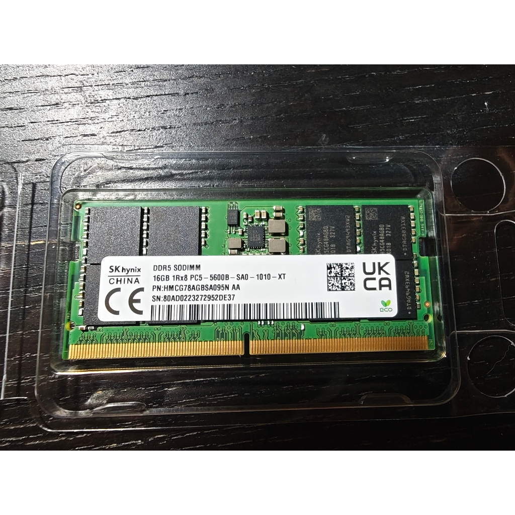 SK hynix China DDR5-SODIMM 16GB 1Rx8 PC5-5600B, 2支