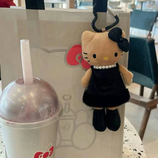 hello kitty長腿黑裙包掛飾凱蒂貓長腿黑毛絨公仔掛件貴婦鑰匙扣