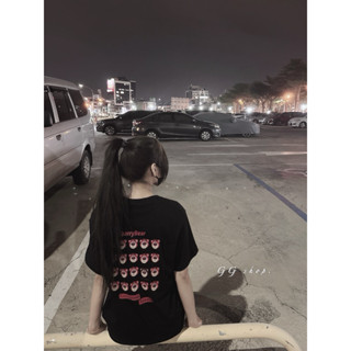 現貨 實拍 草莓熊 寬鬆 短袖上衣 熊熊 T恤 長版上衣 下身失蹤 純棉 閨蜜 情侶 大學T 歐美 潮流 圓領