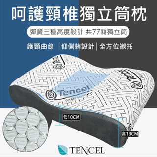 【SUD】全方位呵護頸椎枕 77顆天絲獨立筒枕頭 一年保固 MIT專利設計 萊賽爾 頸椎枕 天絲棉枕頭 止鼾枕頭 UX