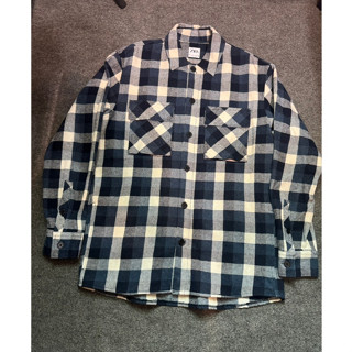 【TACKSTHGOOD】ZARA 格紋 法蘭絨 長袖襯衫 藍 白 L號