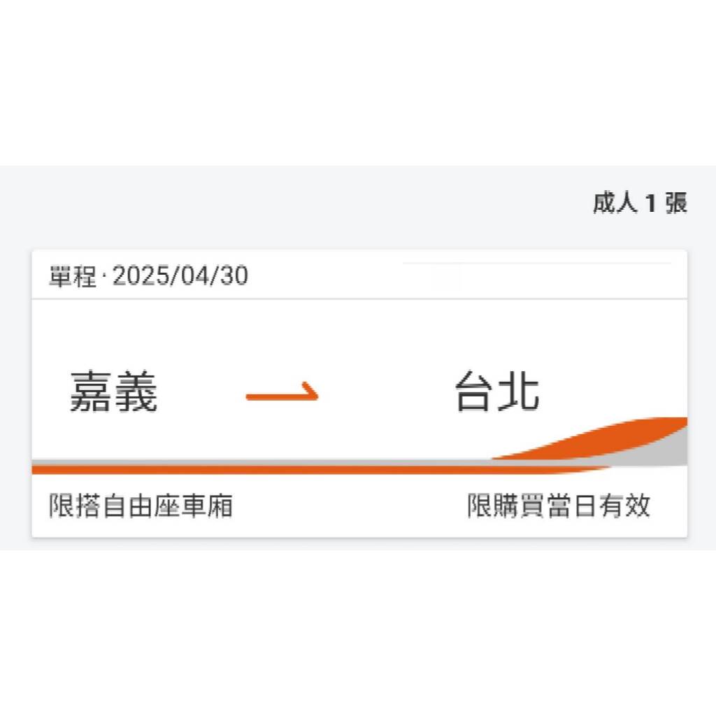 高鐵票根收藏用2025年4月5月嘉義-台北 台北-嘉義