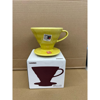 日本 Hario V60 VDC-02YEL 淡黃色 錐形陶瓷濾杯(附咖啡粉匙) 有田燒 手沖咖啡濾器2-4人滴漏式濾杯