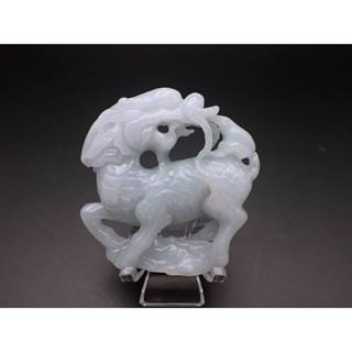 ｛珍璽翡翠｝#天然A貨翡翠 #翡翠 #天然翡翠 #天然翡翠墜飾 天然A貨翡翠麒麟小擺件(長52寬50厚11mm)