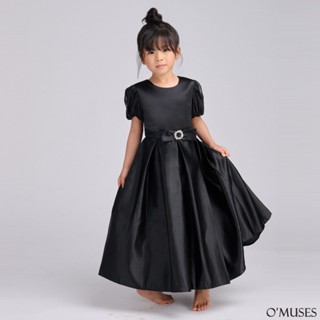 【OMUSES】蕾絲袖蝴蝶結黑色女童花童禮服58-723A43-1