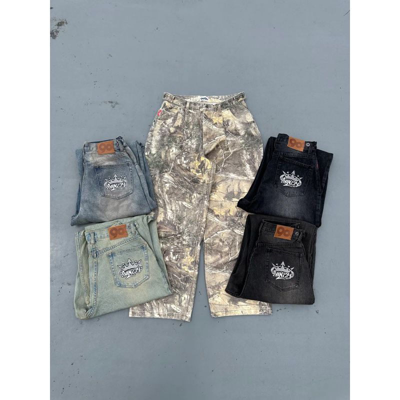 パンツ 9090 Featherlogo Studs Buggy Denim Pants Feather logo Studs Buggy Denim Pants – YZ