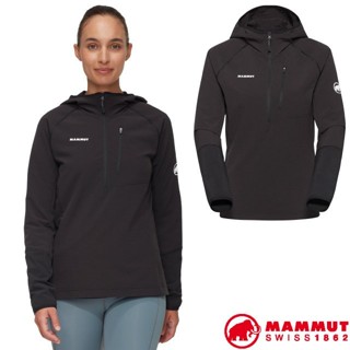 【MAMMUT 長毛象】女 輕量彈性保暖 連帽長袖排汗衣 Madris Light 登山上衣 帽T/黑 06060