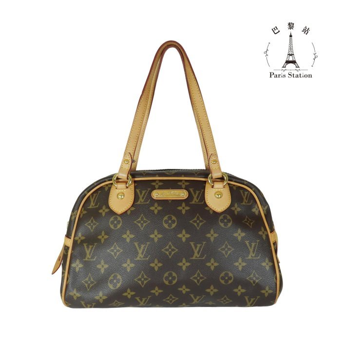 【巴黎站二手名牌專賣店】＊現貨＊LV 路易威登 真品＊M95565經典花紋前小金飾牌LOGO肩背保齡球包