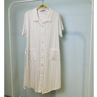 法國品牌 皮爾卡登 -Pierre Cardin 專櫃睡衣 睡衣 居家服 棉質 舒適 線條洋裝休閒