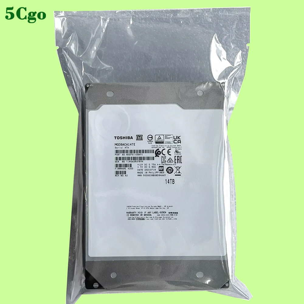 5Cgo.全新Toshiba/東芝 MG08ACA14TE 14TB 7.2K SATA 3.5吋企業級氦氣NAS伺服器
