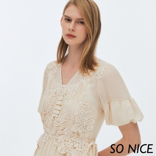 SO NICE【特惠】拼接蕾絲雪紡洋裝｜都會時尚女裝【75334015】