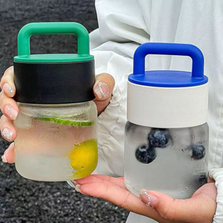 現貨 鈉鈣玻璃帶蓋水杯0-100℃ 便攜水杯ins咖啡胖胖杯子可愛隨手