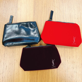 YSL 訂製黑色小化妝包 紅色 酒紅 YSL 聖羅蘭 零錢包 小化妝包 化妝包 小零錢包 皮革 coco彩購