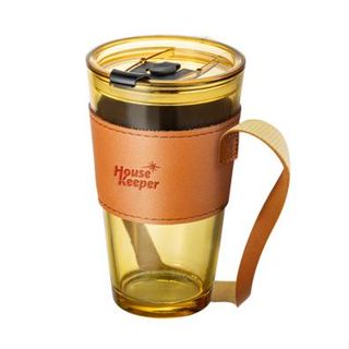 🌟 House Keeper手提玻璃晶靚杯！500ml輕量設計，附質感皮革杯套，隨身攜帶，品味生活！