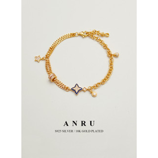 ｜ANRU 星願｜純銀鋯石手鍊 ｜S925 18K金色 天然珍珠 手鍊 手環 Pearl Bracelet