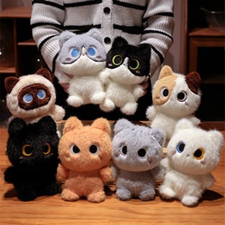 FAT CAT日韓系精品☆軟萌貓咪桌伴布娃娃黑貓絨毛玩具暹羅貓兒童陪伴玩偶奶牛貓辦公室桌辦異瞳白貓生日交換禮物活動禮品
