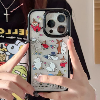 卡通可愛花園玩耍姆明和小夥伴 適用iPhone16 15 14 13 12Promax手機保護套 側邊帶圖太空硬殼 新款