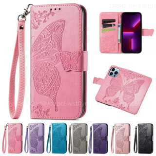 花之蝶掀蓋皮套手機殼 OPPO Reno8pro Reno7 pro Reno6pro Reno5pro 4Pro防摔殼